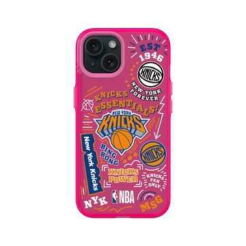 iPhone 15 Clear 粉漾桃 - NBA - 塗鴉系列-紐約尼克 New York Knicks - Graffiti