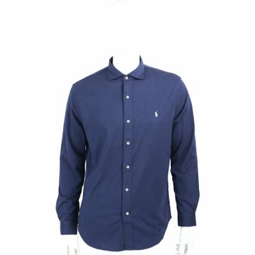 Polo Ralph Lauren 柔軟純棉 小馬刺繡海軍藍長袖襯衫 上衣(男款/Classic Fit)