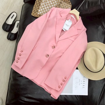 百搭純色長袖甜美西裝外套女   L#51入