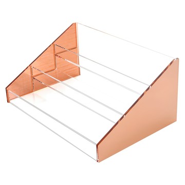 moosy life 目喜生活 三層展示收納架 香水展示架 透明壓克力材質 25 x 17 x 11 公分  玫瑰金色  1個