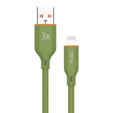 TOTU 拓途 Type-C to Lightning 液態矽膠傳輸快充線 27W快速充電 3A電流  1m  軍綠色  1條