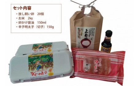 平飼い卵の新鮮卵かけご飯セット＆やまや辛子明太子150ｇセットC01302