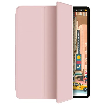 ANTIAN 帶筆槽液態三折支架平板皮套 蜂窩散熱矽膠皮套 智慧休眠喚醒 輕薄凹槽 一吸一充 免拆殼充電 防摔 防指紋 防刮花 耐髒防塵  iPad Air 2024  嬰兒粉  1個