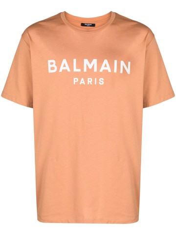 Balmain - logo-print cotton T-shirt - men - Cotton - S - Brown