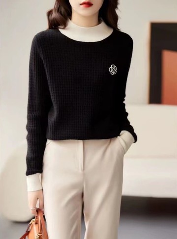 韓版半高領針織打底毛衣