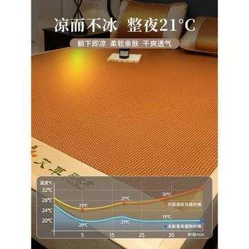 日本進口MUJIE艾草加厚藤席夏季雙人席子可折疊涼席冰絲席竹席