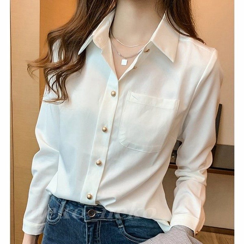 シフォンシャツレディースとろみシャツブラウストップス長袖カジュアルホワイトオフィス大人ol通勤女性用フォーマル40代 通販 Lineポイント最大get Lineショッピング