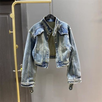 牛仔外套女秋冬2026新款韓版寬松復古短款小個子休閑立領夾克上衣