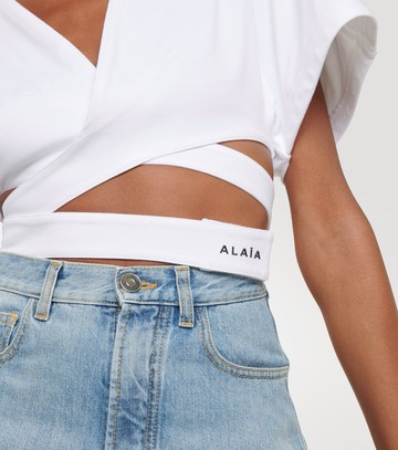 Alaïa Logo cotton jersey crop top