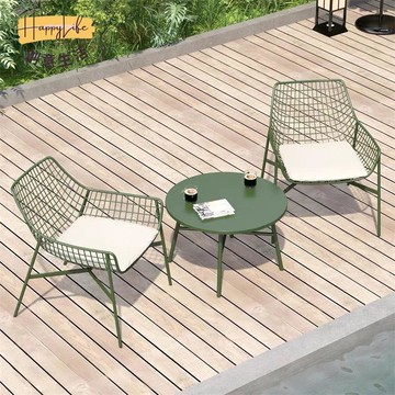 免運 洽談桌椅 輕奢桌椅組合  戶外桌椅組合簡約庭院陽臺會客露天網紅鐵藝圓桌網格椅子休閑配套可開發票 全館六折 工廠現貨直銷 新品特價 c9014