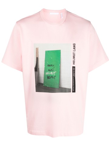 Helmut Lang - photograph-print cotton T-shirt - men - Cotton - XL - Pink