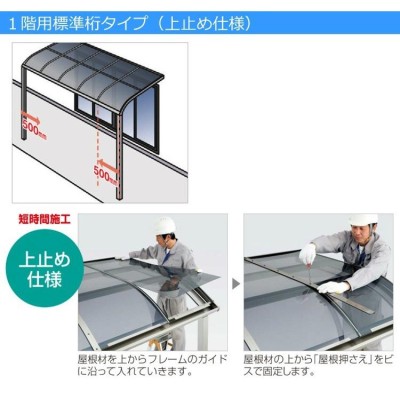 テラス屋根 DIY ベランダ 雨よけ 1間×4尺 フラット 標準桁 熱線吸収 