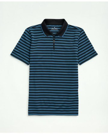 Brooks Brothers Men's Big & Tall Stretch Performance Series Zip Polo Shirt | Blue | Size 4X