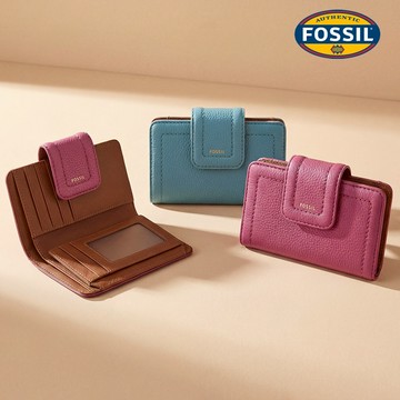 【FOSSIL 官方旗艦館】Madison 真皮扣式短夾 (兩色可選)