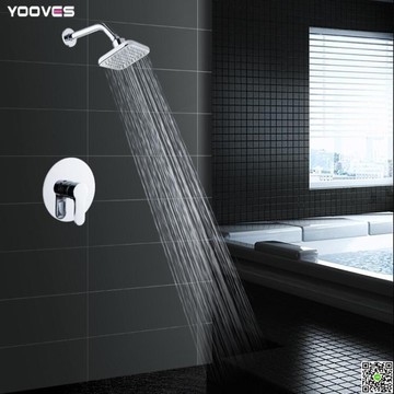 嵌入牆式花灑暗裝預埋盒全銅洗浴三通混水閥淋浴套裝澡堂DF 都市時尚