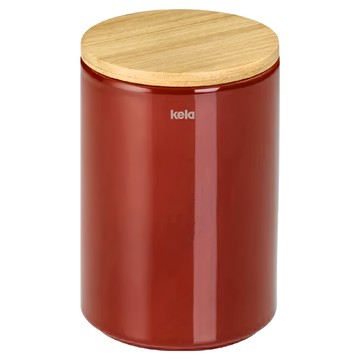 Kela Cady 陶製密封罐（朱紅）700ml 竹製上蓋  10 × 14.5cm  1個