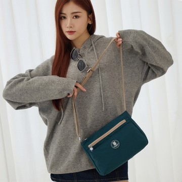 【金安德森】迷霧森林 拉鍊斜側包-藍綠色