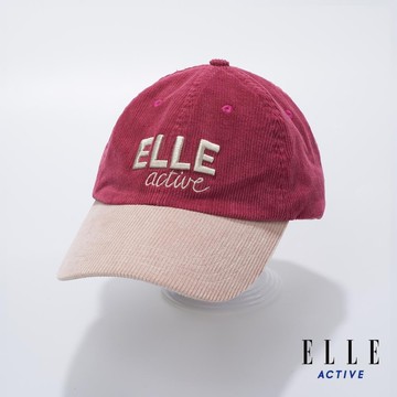 ELLE ACTIVE-字母Logo燈芯絨雙色棒球帽-紅 EA24A2FH00275