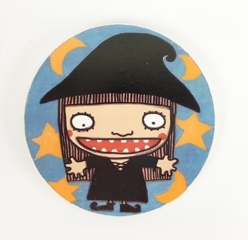 【Simple Zone】Nice Little Clay 插畫陶瓷吸水杯墊＿可愛女巫5706