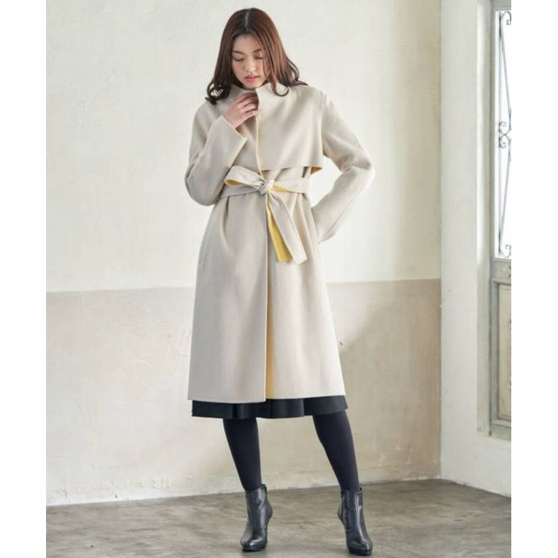 アナイ アウトレット バイカラーリバースタンドネックコート レディース ベージュ 38 Anayi Outlet 通販 Lineポイント最大get Lineショッピング