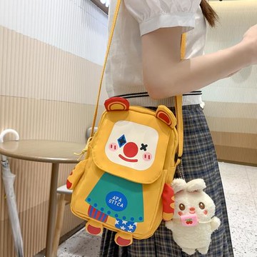 可愛小丑包包女2024新款搞怪少女斜挎包ins日系卡通單肩手機小包