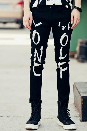 FINDSENSE MD 韓國 潮 男 嘻哈 街頭時尚 大字母 另類 夜店DJ發型師 小腳褲 牛仔褲 九分褲