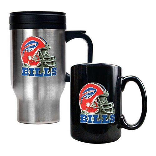 NFL Buffalo Bills Helmet Travel Mug and Ceramic Mug Set