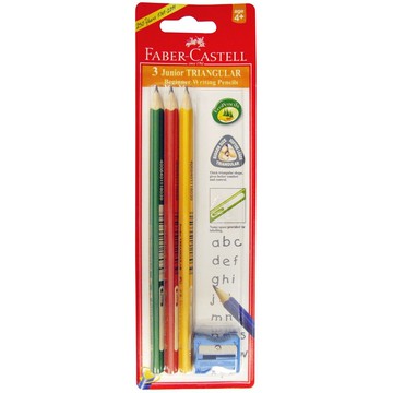 輝柏 FABER-CASTELL - 2B大三角鉛筆(3支入+削筆器)-4歲以上