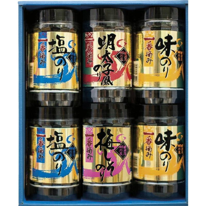 冬の贈り物お歳暮　一番摘み味付海苔詰合せ 味のり・塩のり（各8切40枚）×各2、明太子風のり・梅しそのり（各8切40枚）×各1