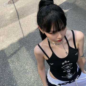 9468 人單獨典藏🔖歐美風復古印花掛脖吊帶背心女夏季新款街頭辣妹性感修身顯瘦上衣M1J2