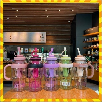 正品CreamUP 肚肚杯1200ml 泡水果茶杯 高颜值带把手大容量水杯 便携式吸管杯子 夏季巨无霸水杯 搖搖杯 水壺