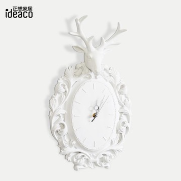 正想 北歐鹿頭壁掛墻飾壁飾墻上裝飾品 家居客廳餐廳創意掛鐘時鐘