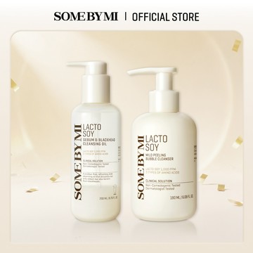 [SOMEBYMI] Lacto Soy大豆乳酸溫和去角質泡沫洗面膠 + 去黑頭卸妝油 (180ml+200ml)