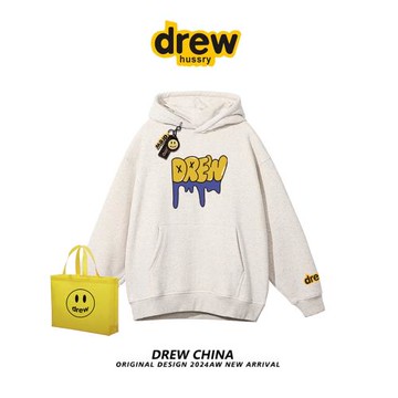 drew美式潮牌字母印花連帽衛衣男女情侶休閑寬松bf風秋冬帽衫外套