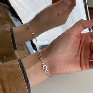 現貨｜s925純銀 閉眼入✔雙環手鍊  百搭手鏈 可碰水 D4003 (Puppeee)