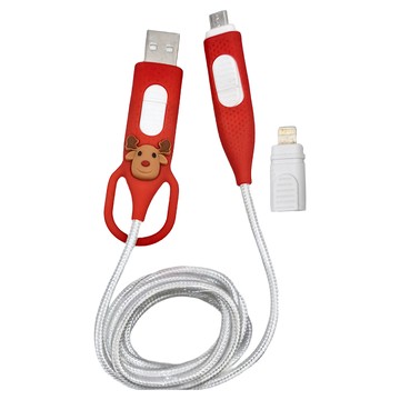 Bone 蹦克 4合1充電傳輸線  1125mm  麋鹿先生 紅色  1條