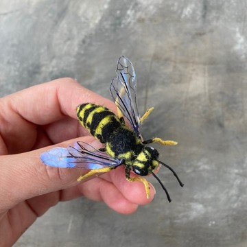 黃蜂胡蜂3D迷你胸針  羊毛氈材質  逼真蜜蜂造型