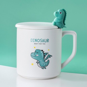 小胖龍喝水杯帶蓋勺子陶瓷可愛創意卡通簡約清新森系文化創意杯子