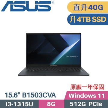 ASUS ExpertBook B1 B1503CVA-0461A1315U (i3-1315U/8G+32G/4TB SSD/W11/15.6) 特仕