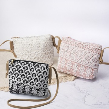 禾織｜窗花設計側背皮革蕾絲隨身化妝包