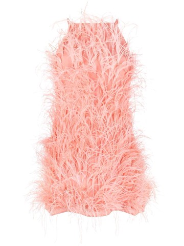 Cult Gaia - Shannon feather-embellished mini dress - women - Viscose/Feather - M - Pink