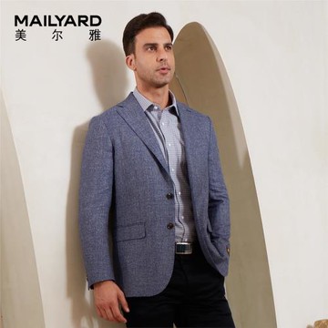 羊毛商務男士西服上衣 亞麻休閑西裝外套 MAILYARD/美爾雅 587