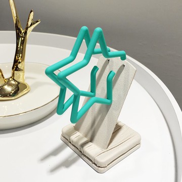 歐美夸張個性潮人糖果色單色鏤空五角星星亞克力耳圈耳環夜店飾品1入