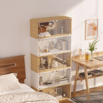 免運 透明展示柜 手辦柜 展示櫃 書櫃 收納櫃 儲物櫃 組合書柜格子柜帶門落地小柜子玩具收納柜儲物柜 八折下殺 特價出 可開發票