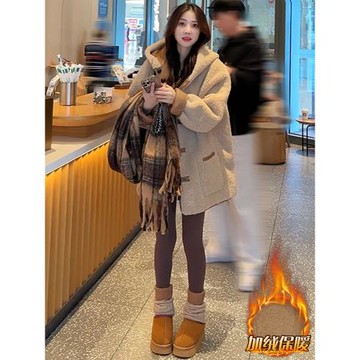 復古兩面穿皮毛一體羊羔毛外套女冬季2026新款加絨加厚小個子大衣