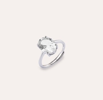 安珠 透鋰長石 白色 橢圓 8*10mm 戒指 經典系列 Oval 寶石銀飾