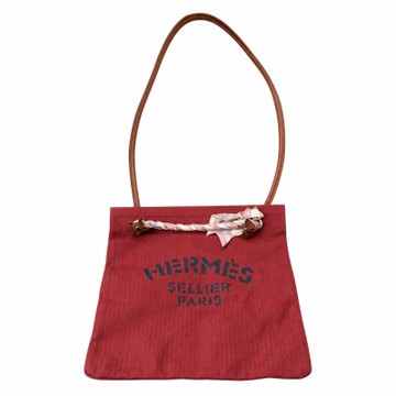 HERMES 愛馬仕馬術款Aline grooming bag系列字母LOGO帆布肩/斜背包(紅色/U刻)