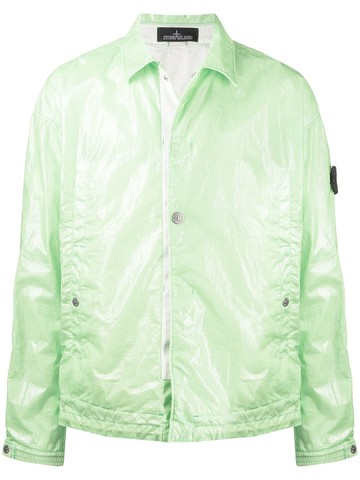 Stone Island Shadow Project - compass-patch light jacket - men - Polyurethane Resin/Cotton/Linen/Flax - XL - Green