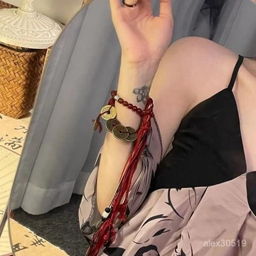 小紅書李火旺古風流蘇手工編織手繩新中式藏式手鏈山鬼花錢手飾