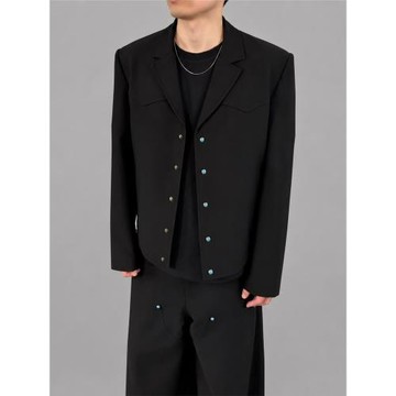 畫家made 25FW綠松石紐扣短款西服高級百搭西裝夾克春秋季男女款